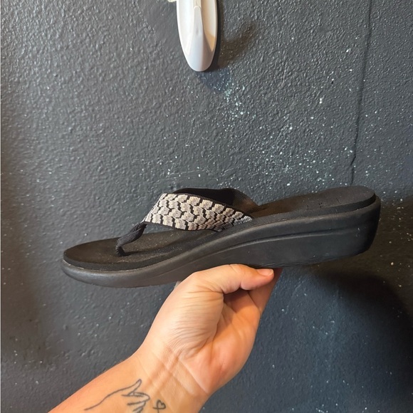 Teva Elegant Black and Grey Women's Wedge Sandals - Picture 2 of 6